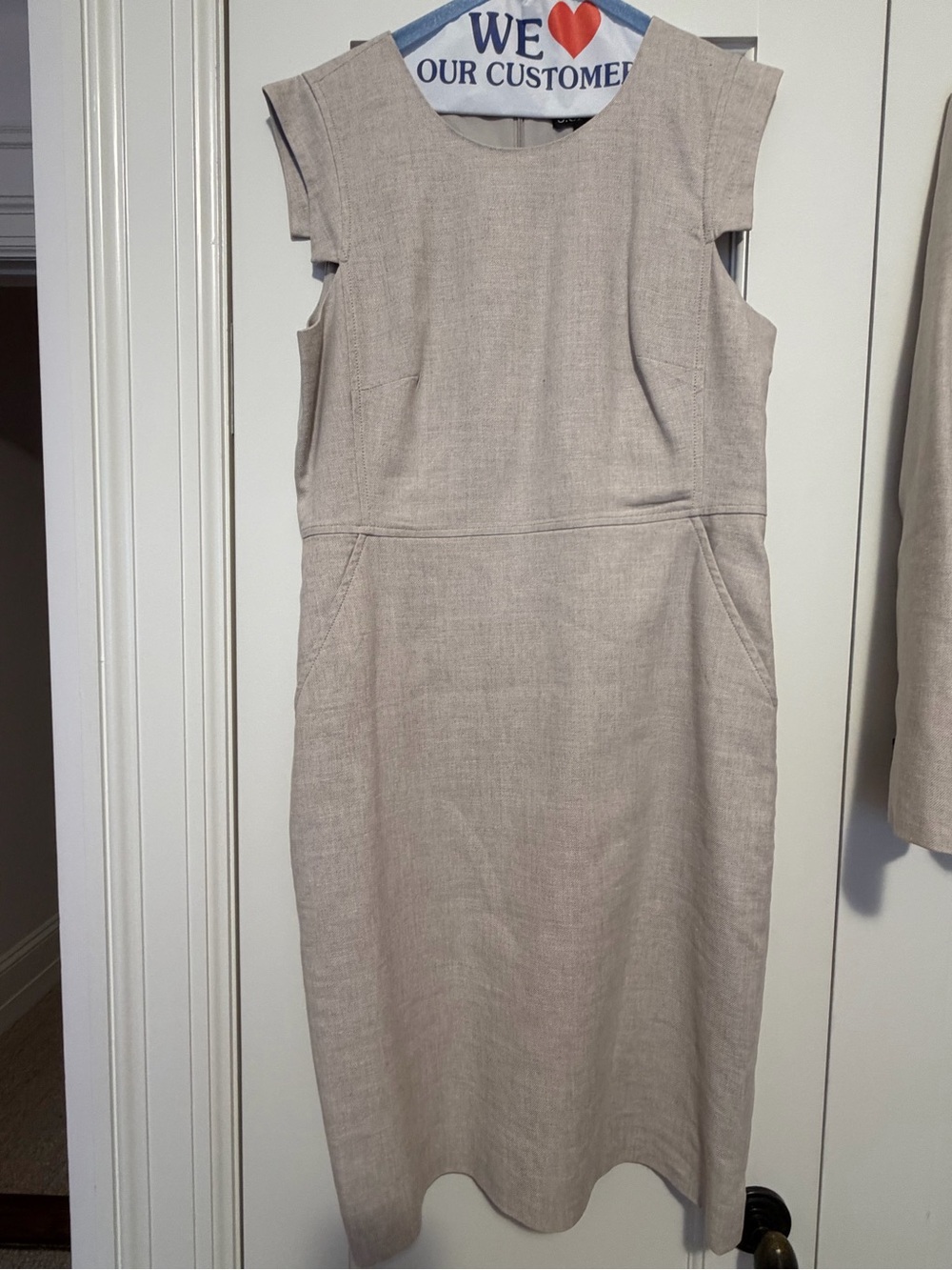 I. Crew Resume sheath dress in Flax Beige Stretch Linen